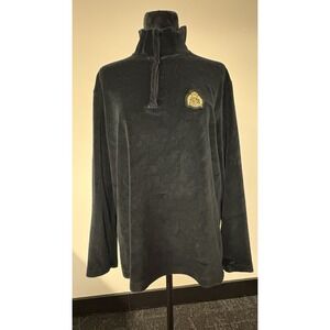 Lauren Ralph Lauren Black Quarter Zip Fleece Pullover Large Crest Logo